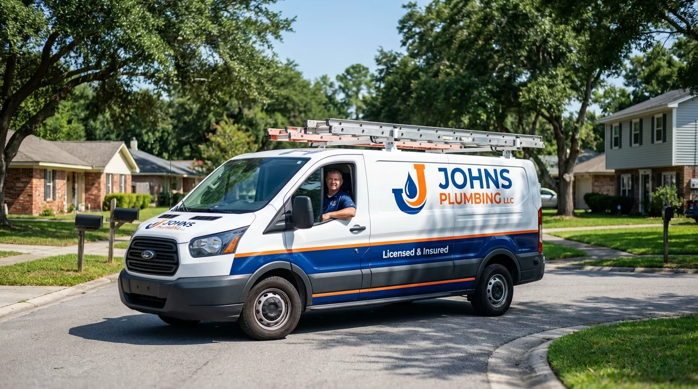 Johns Plumbing LLC service van in Cleveland, WI